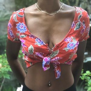 Floral button up shirt cropped shirt